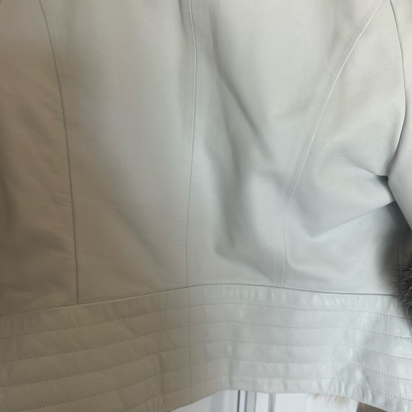 White leather with fur jacket from istanbul . Real leather - Picture 7 of 10